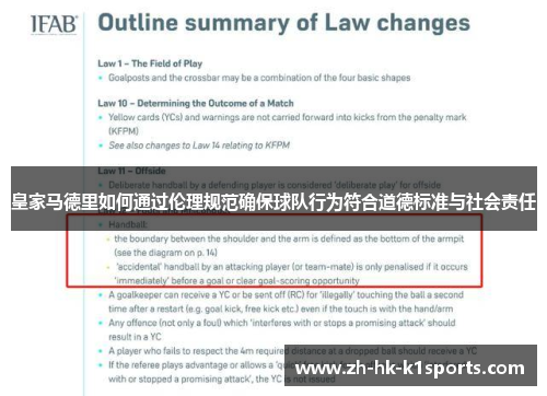 皇家马德里如何通过伦理规范确保球队行为符合道德标准与社会责任