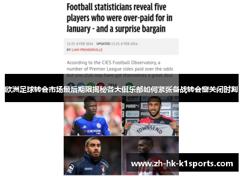 欧洲足球转会市场最后期限揭秘各大俱乐部如何紧张备战转会窗关闭时刻