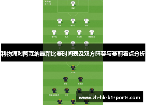 利物浦对阿森纳最新比赛时间表及双方阵容与赛前看点分析